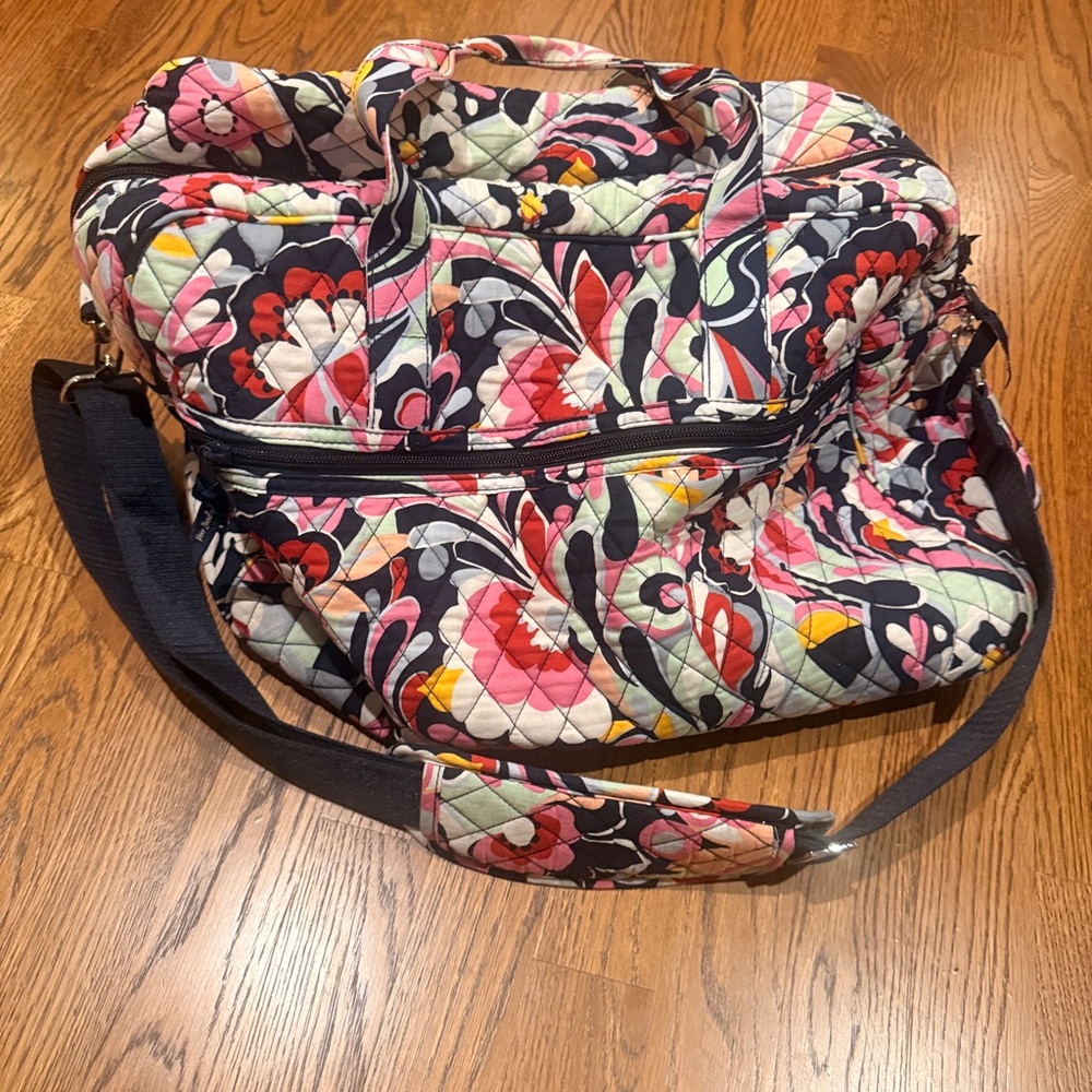 Vera Bradley Mod Paisley Grand Traveler Bag with strap and luggage sleeve
